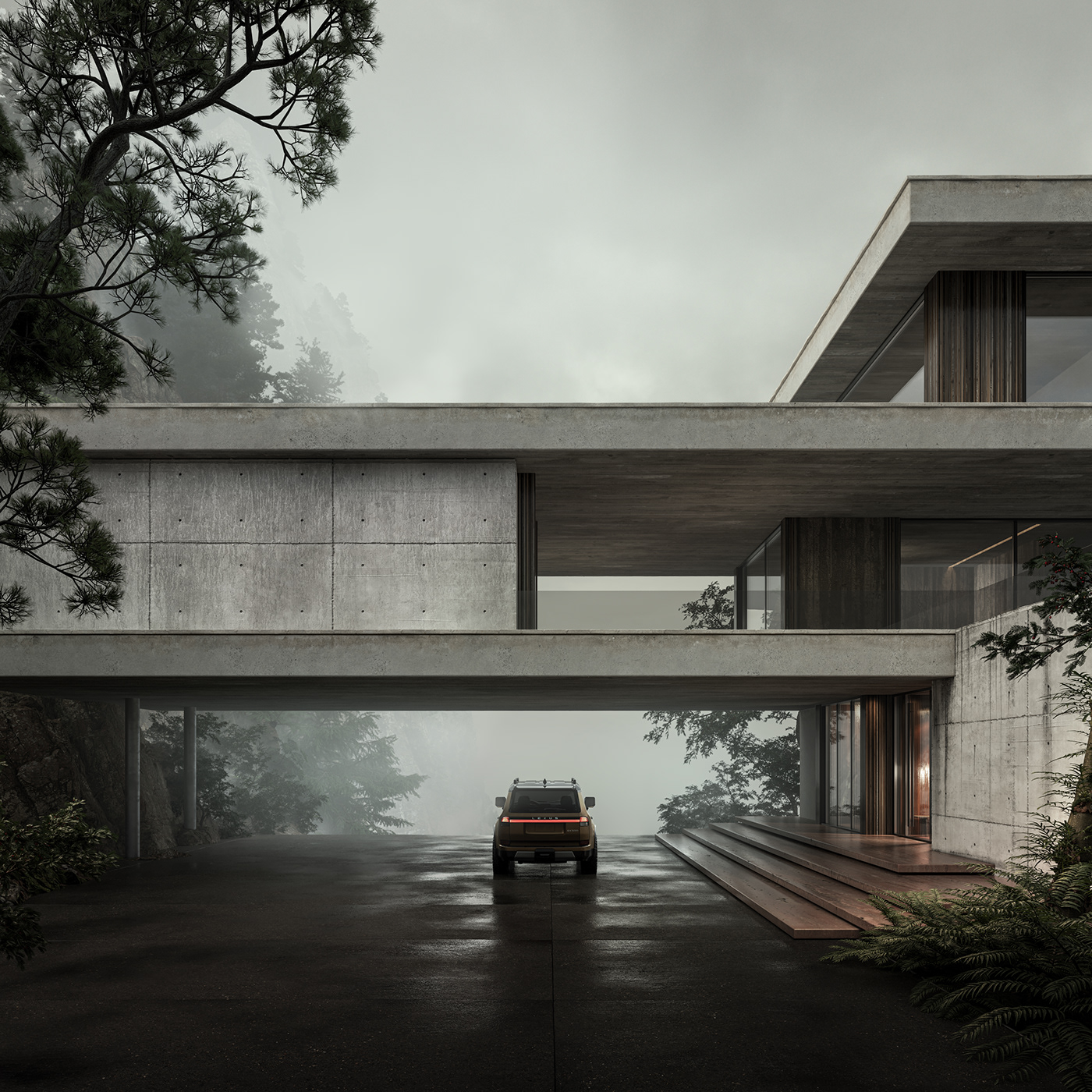3D architecture visualization Render exterior archviz modern corona CGI house