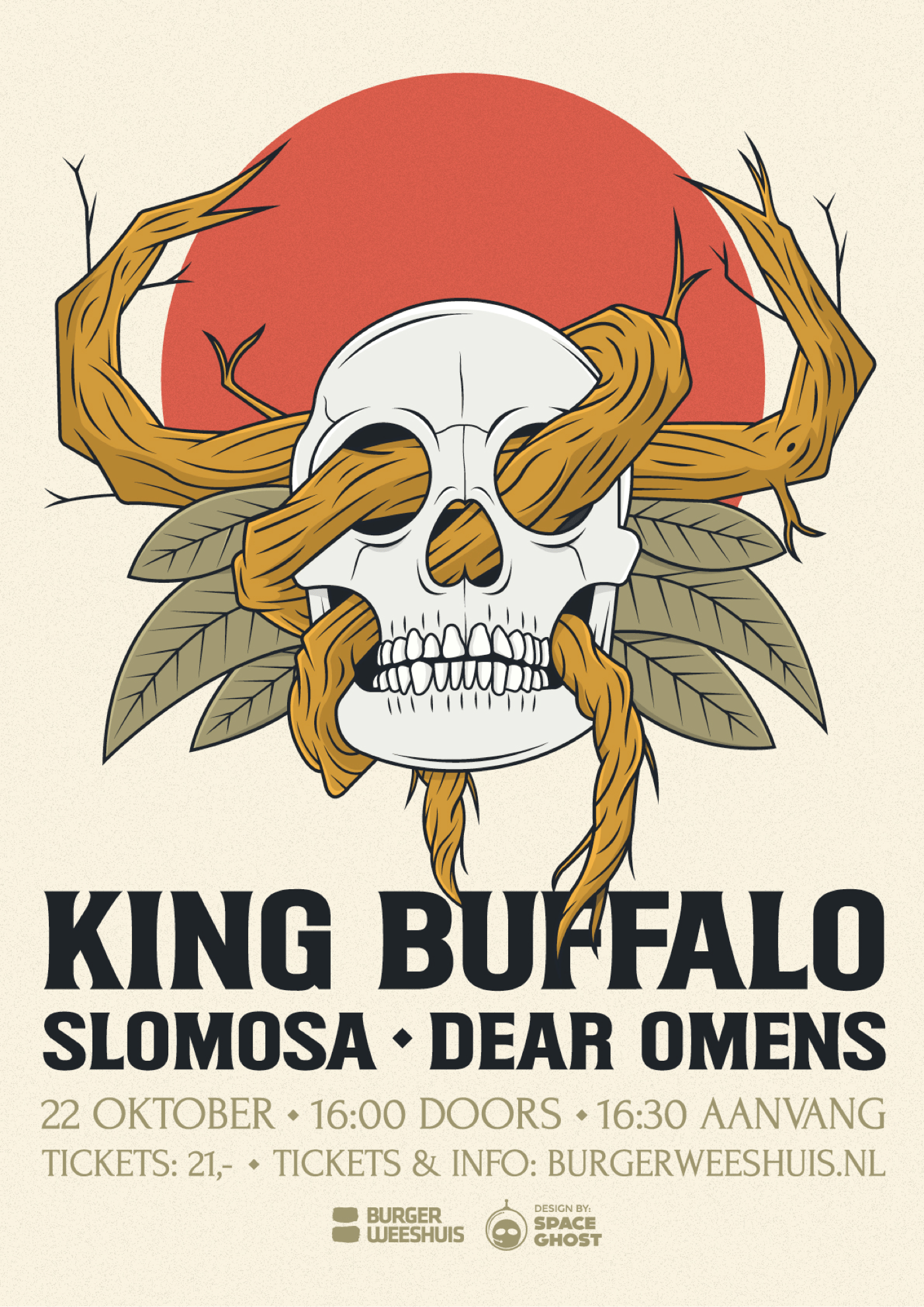 adobe illustrator skull roots antlers red moon Poster Design music digital illustration leaves Buffalo