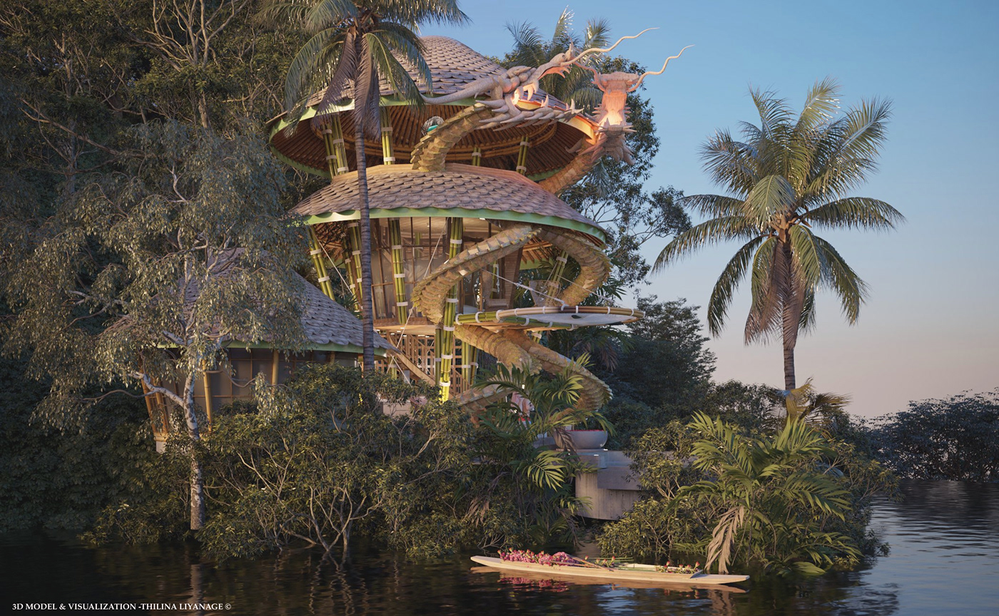 architecture architectural concept visualization archviz CGI balinese chinese Villa exterior vray
