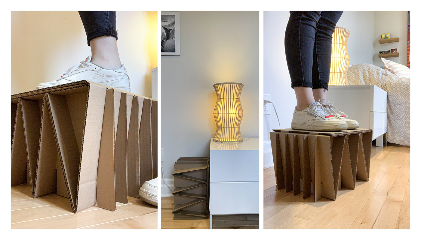 cardboard cardboard furniture carton concept FOOTSTOOL furniture industrial design  recycle