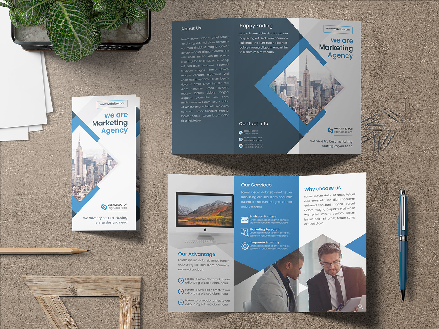 agency brochure clean company corporate elegant trifold trifold brochure Trifold Brochure Design