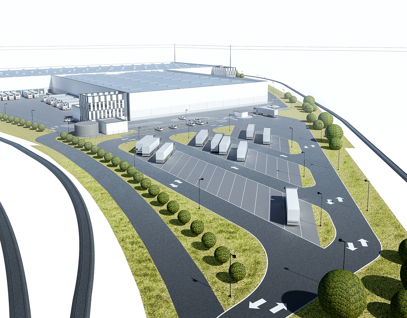 revit BIM model viz aerial view Bird's eye view factory industrial infrastructure