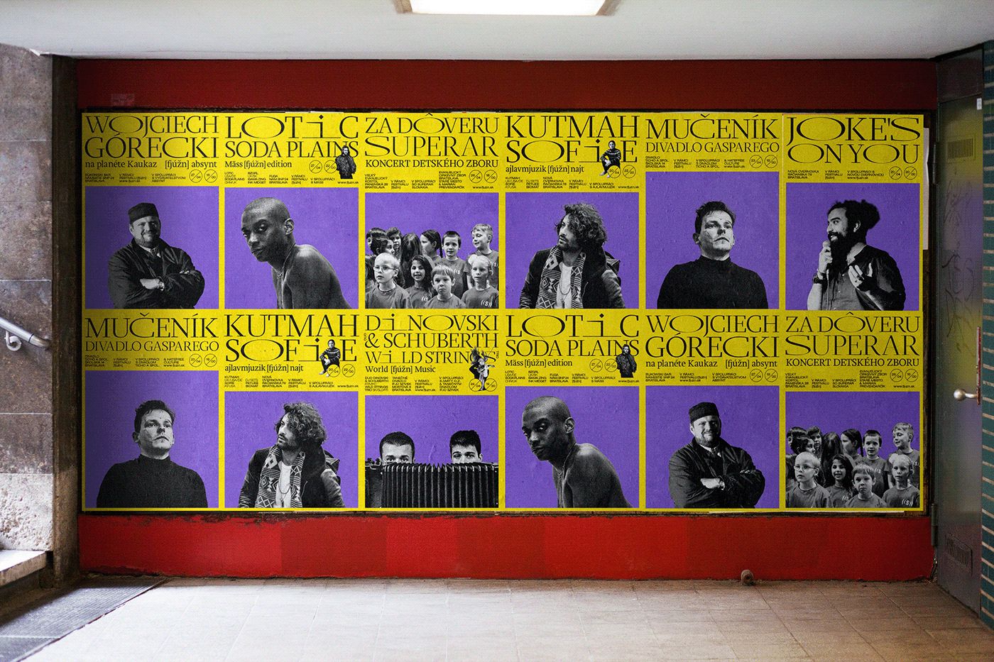 festival minorities Refugees poster typography   identity bulletin purple yellow