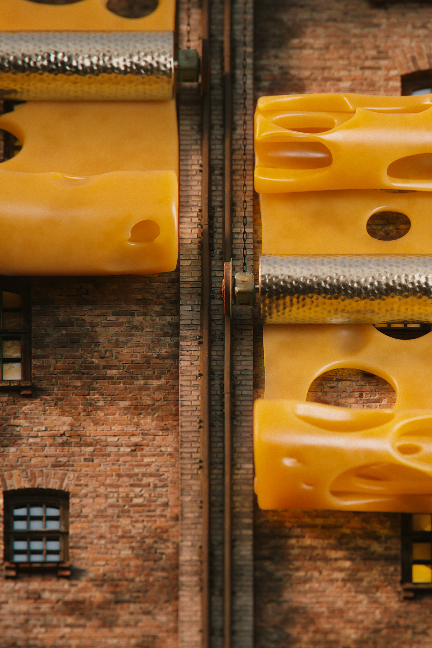 3D building CGI Cheese Cinema Food  industrial octane rendering Roll