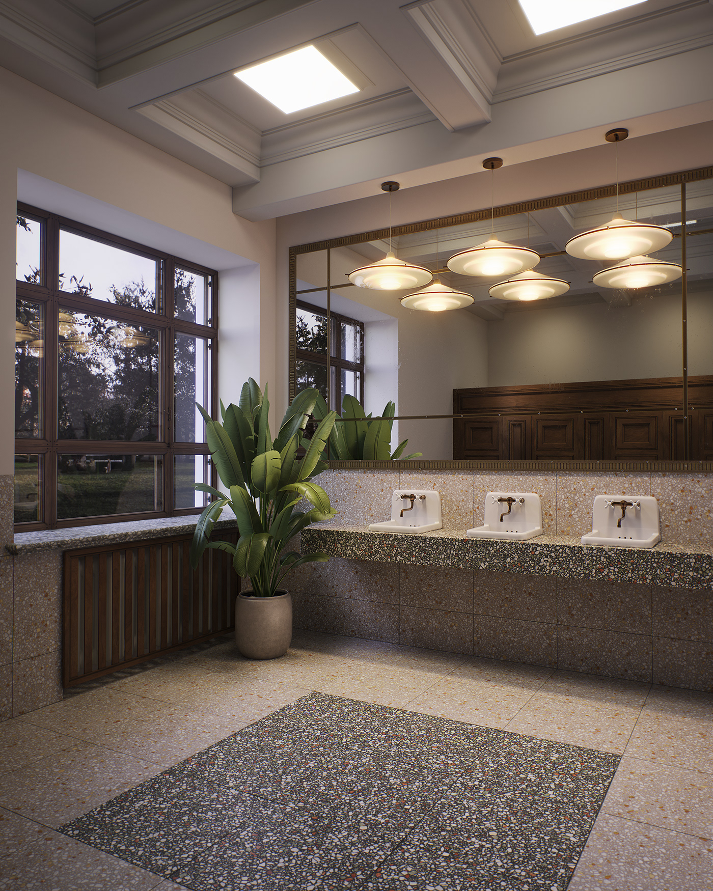 Render toilet bathroom modern vintage Retro CGI Interior Visualization archviz renovation