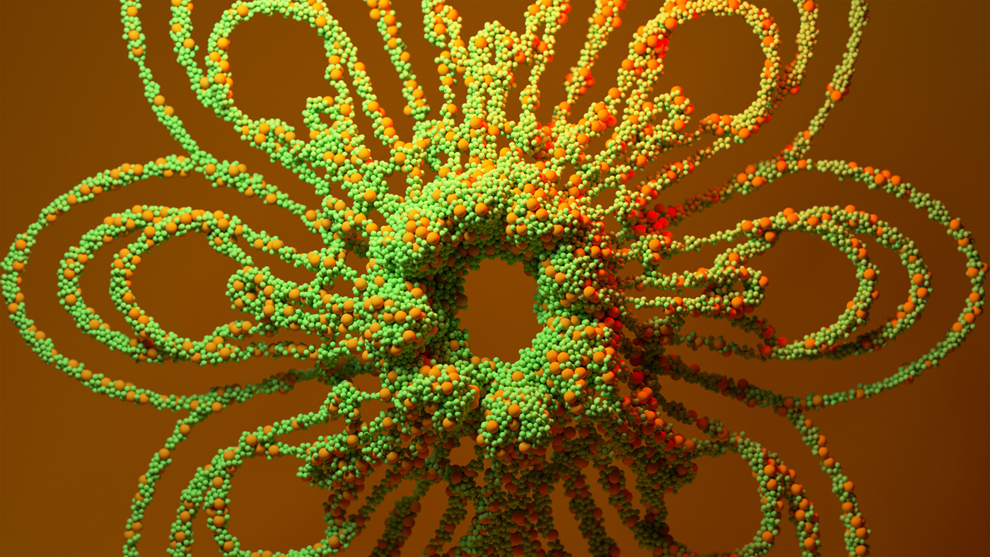 cinema4d xparticles octanerender   3D particles balls colors plastic nano design