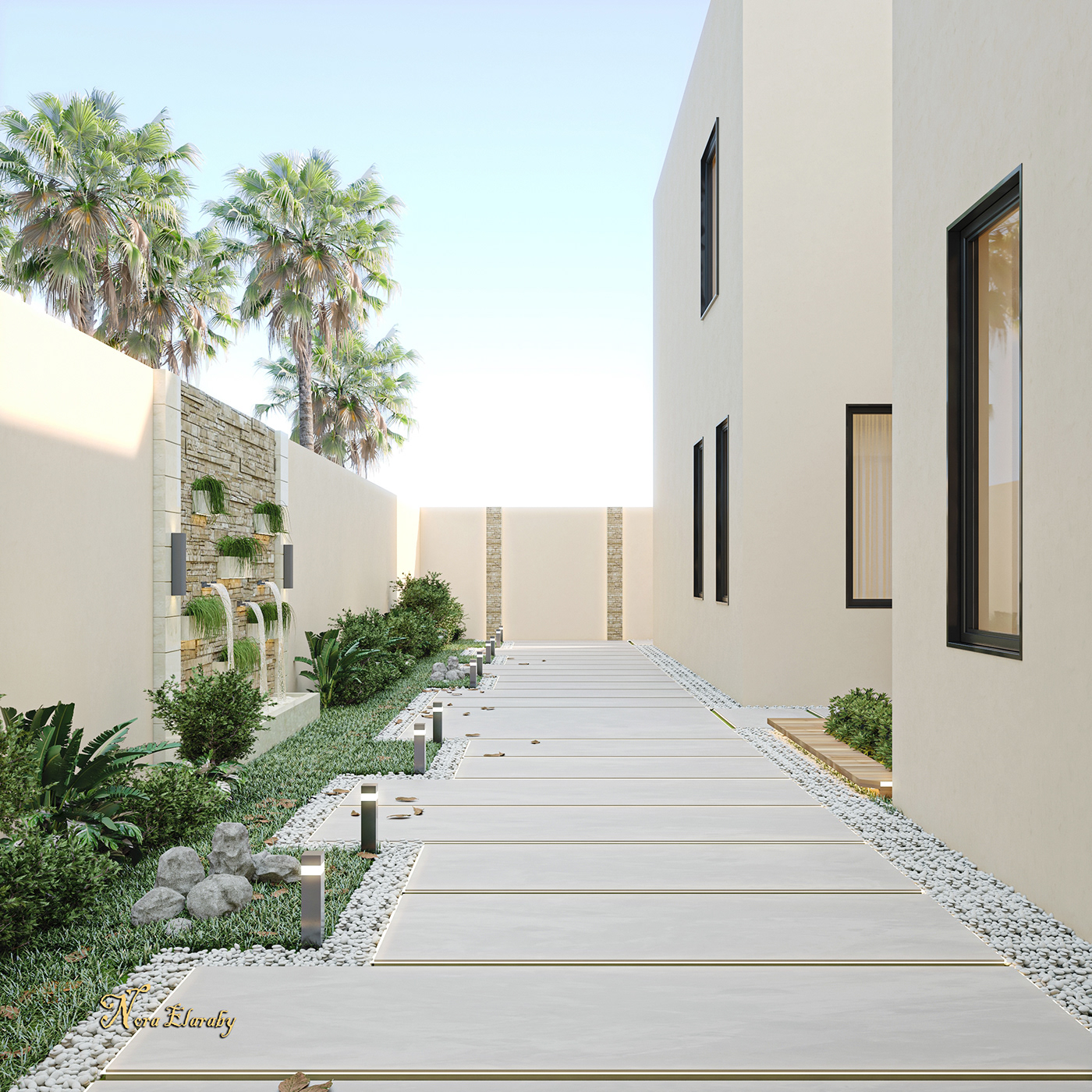 Landscape Layout Outdoor Vila architecture exterior visualization 3ds max modern design