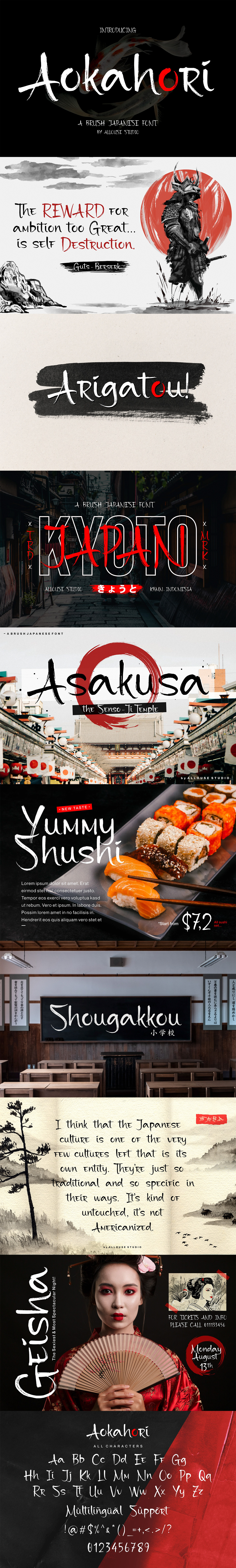 It is an innovative and modern handwritten font inspired by Japanese fonts combined with a stylish.