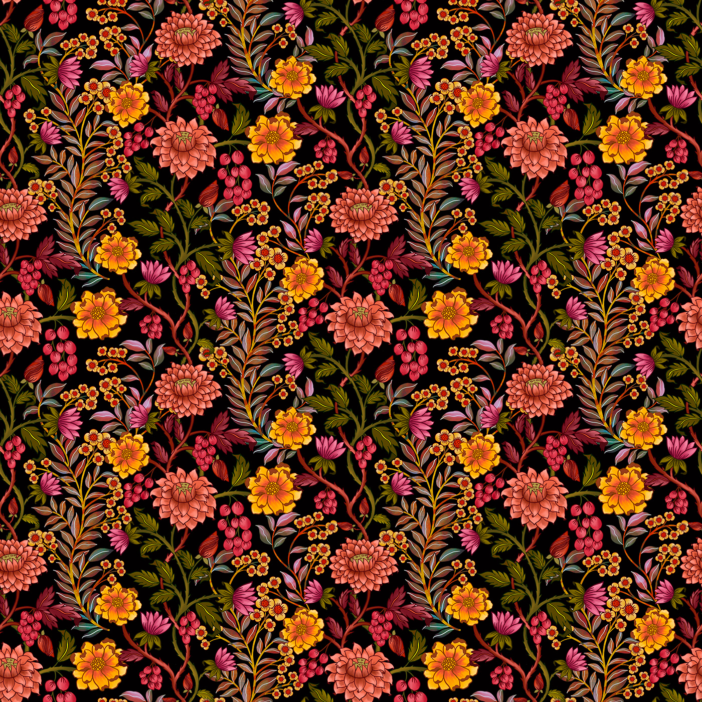 arts and crafts classic pattern fruit garden historic pattern ILLUSTRATION  Procreate Surface Pattern william morris