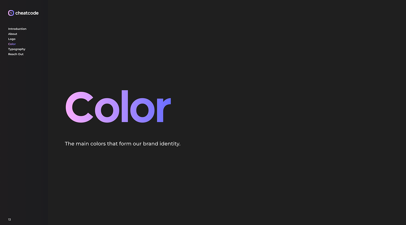 Purple Gradient word 'Color', the main colors that form our Brand Identity.