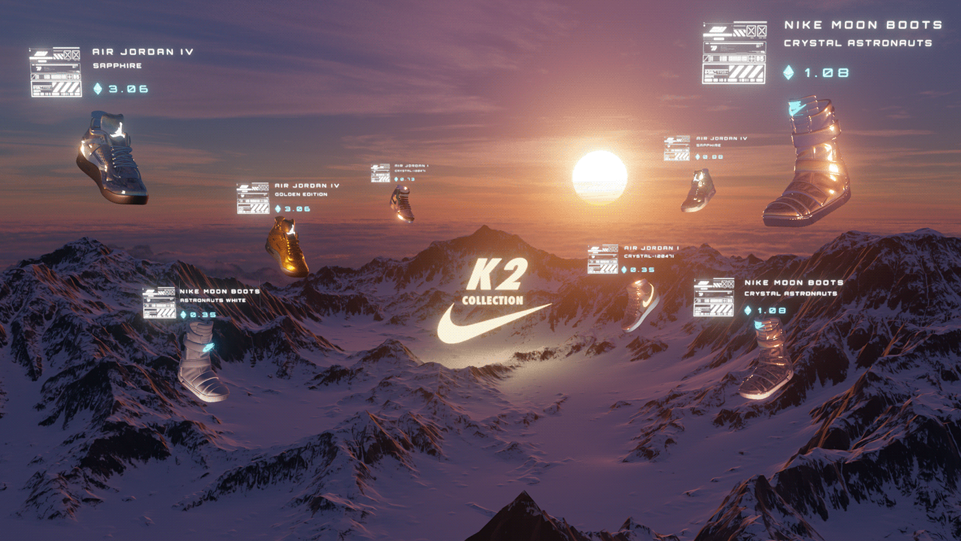 Brand Design branding  concept art Digital Art  environment metaverse nft nftart Nike Virtual reality