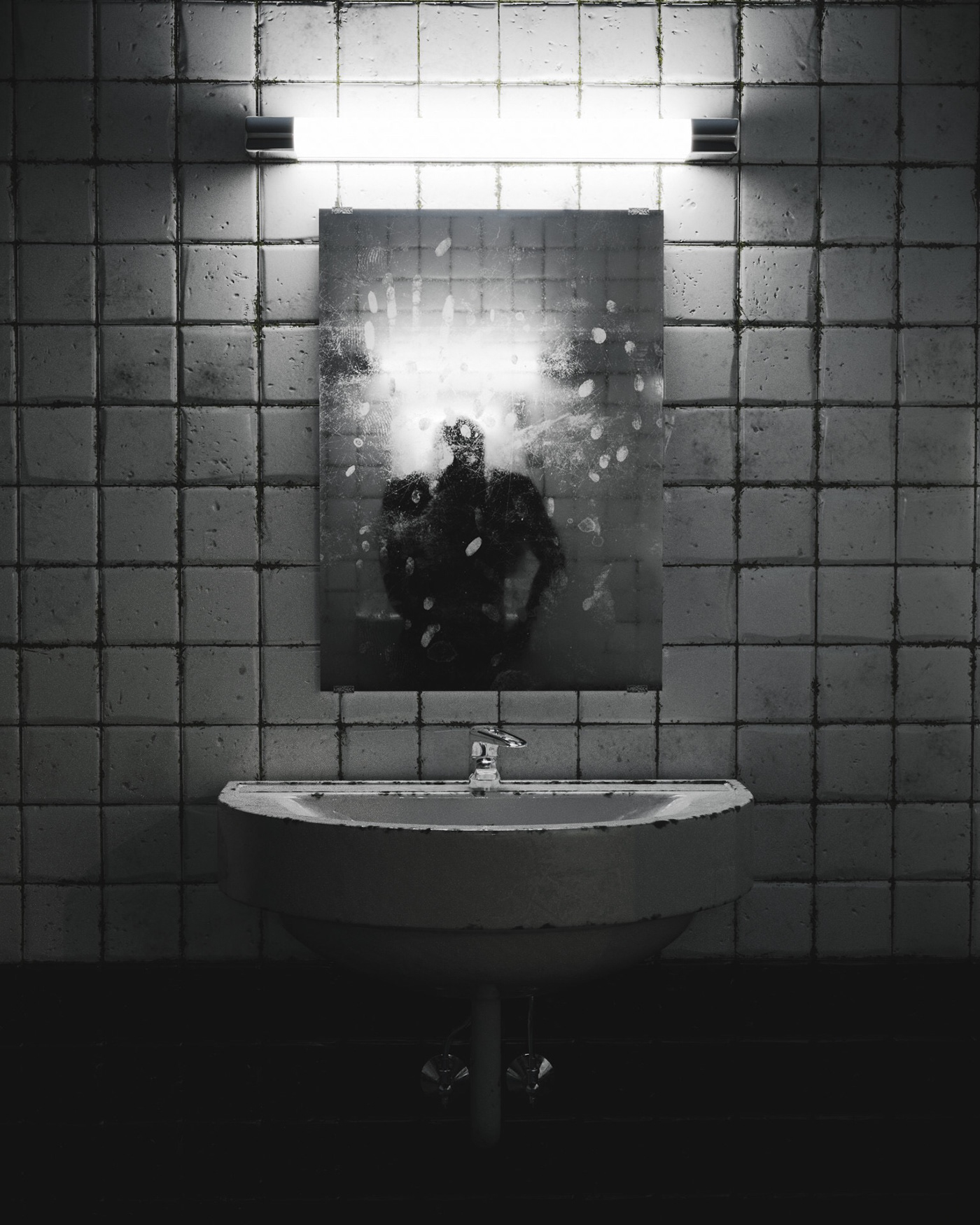 Interior bathroom horror creepy 3D cinem4d maxon coronarenderer corona photoshop art