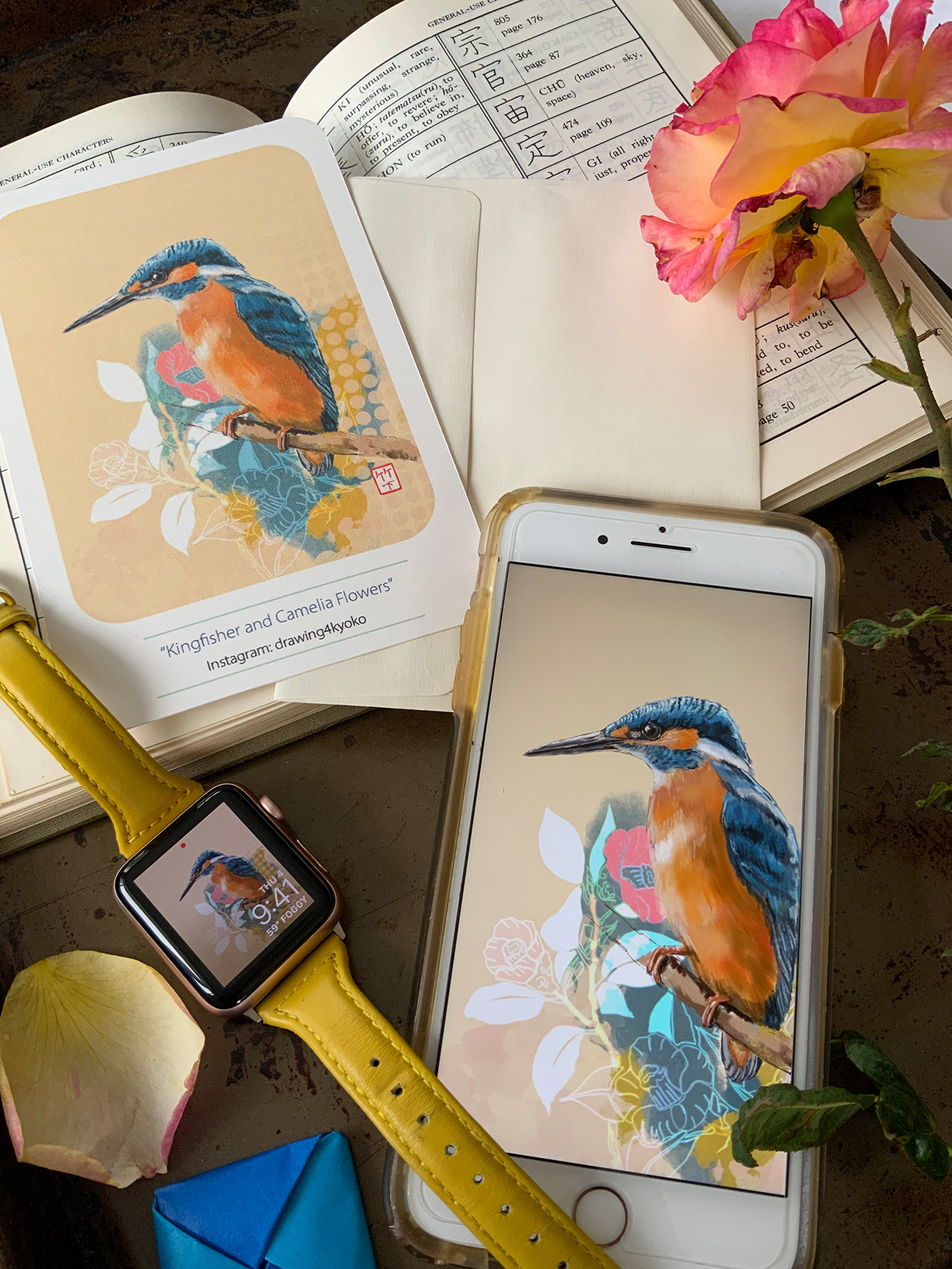bird digital illustration digital painting kingfisher kingfisherdrawing Procreate procreate pocket phone case