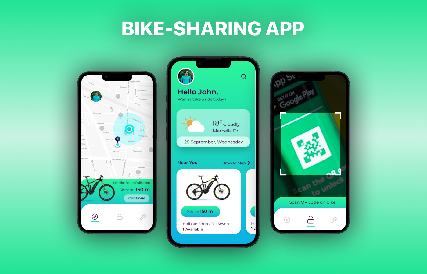 app design Bike-sharing app design Mobile app mobile app design sharing app UI/UX Bike sharing ride rental