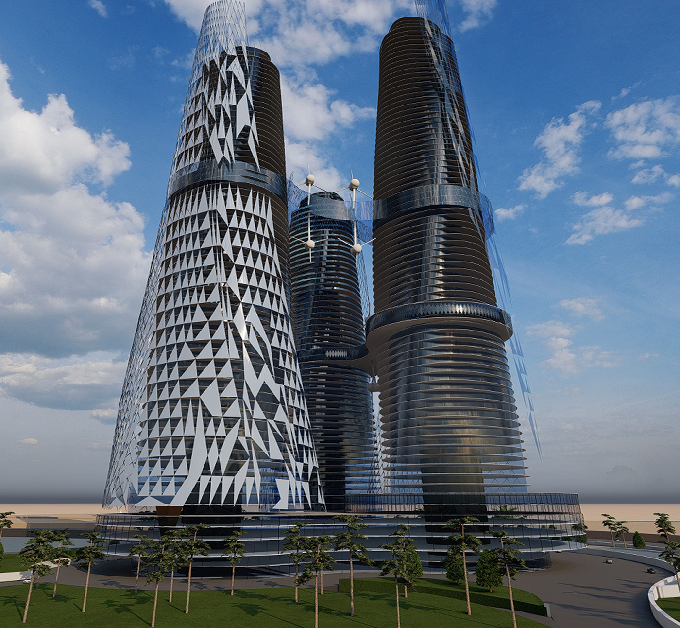3ds max alalamein architecture exterior graduation Lumion Render Render skyscapes skyscraper towers
