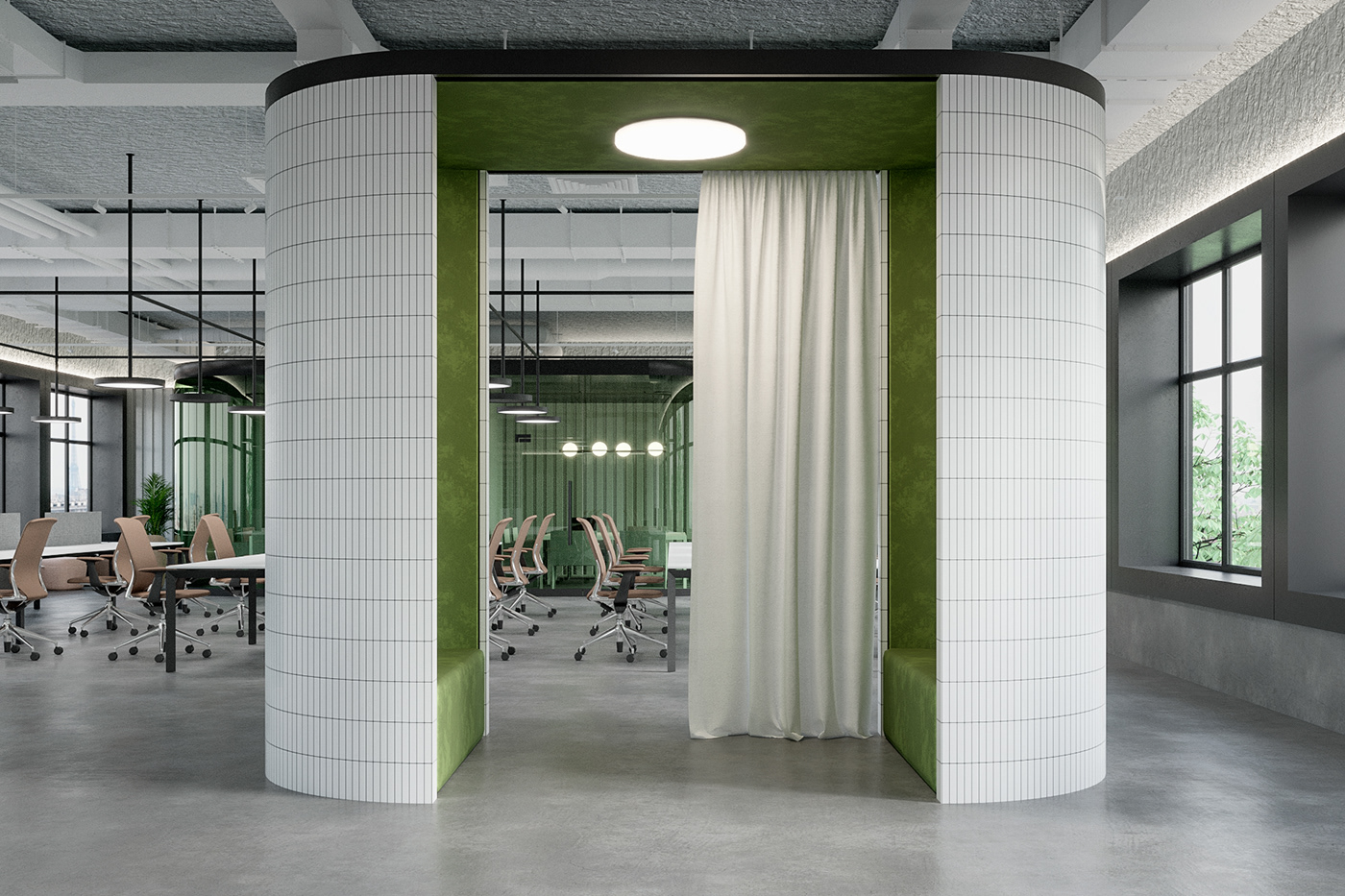 Office interior IT company Minimalism Office Design concrete