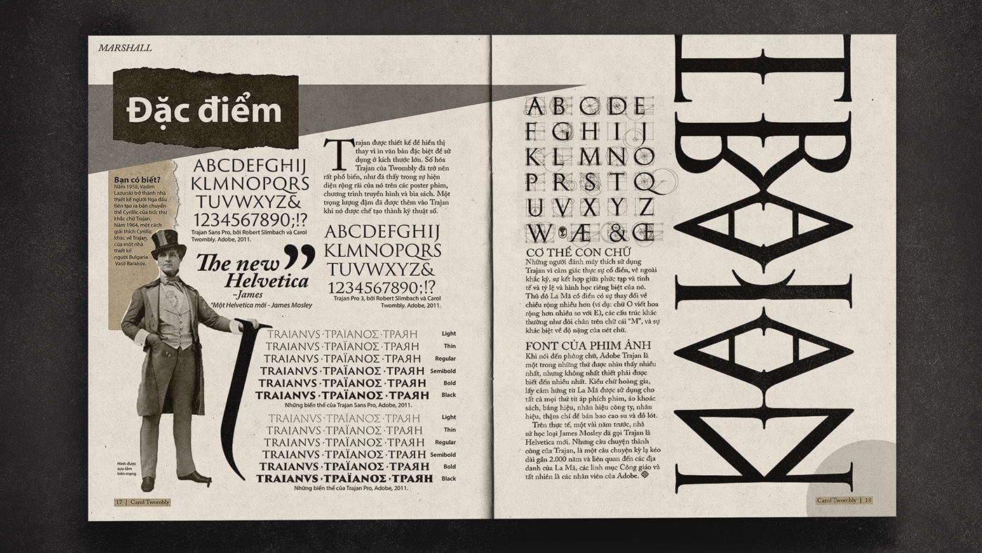 Carol Twombly Caslon design Layout magazine myriad trajan typography  