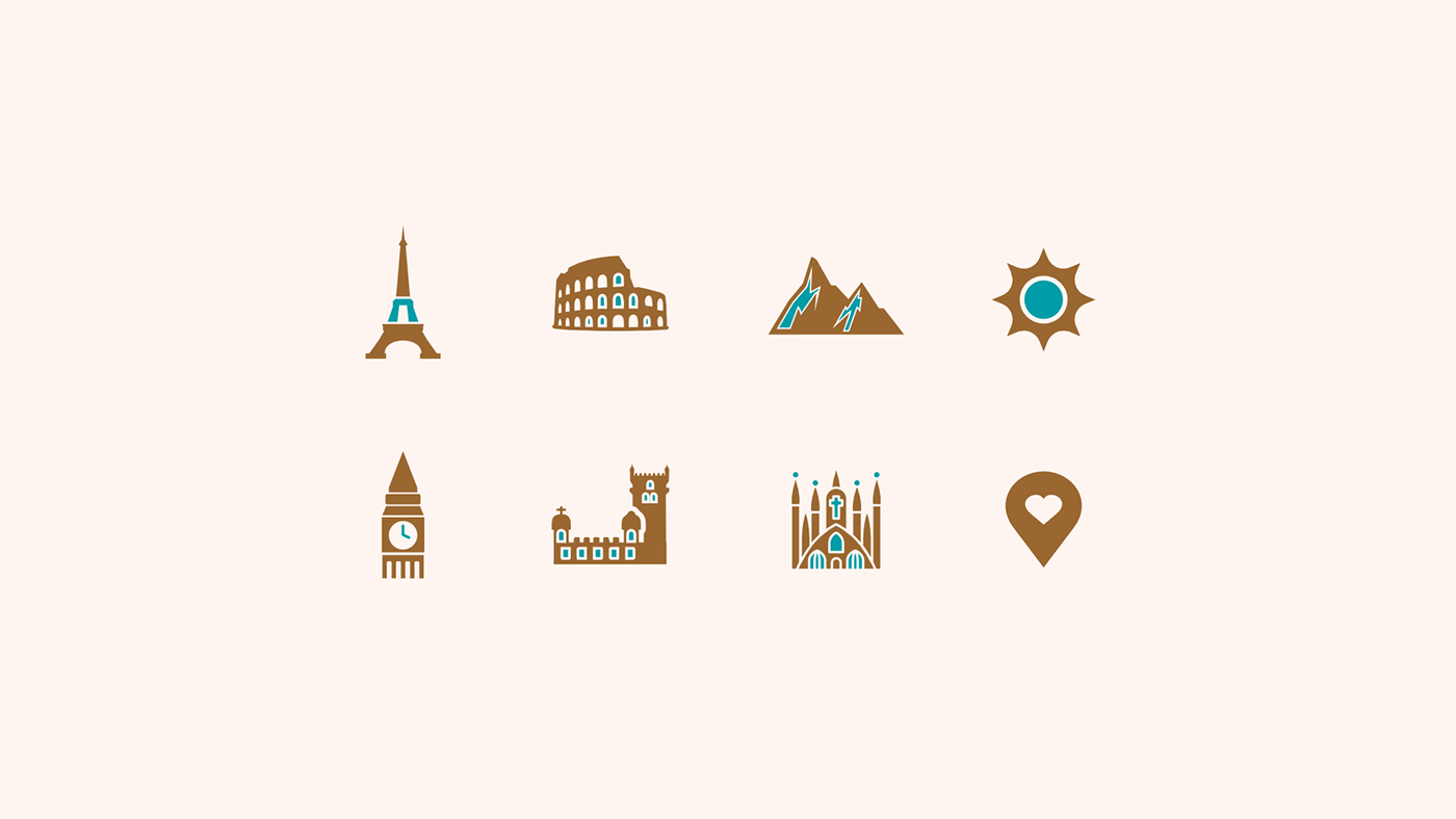 icones, marca, elemento de apoio, turismo, destaques. icons, brand, support element, tourism.