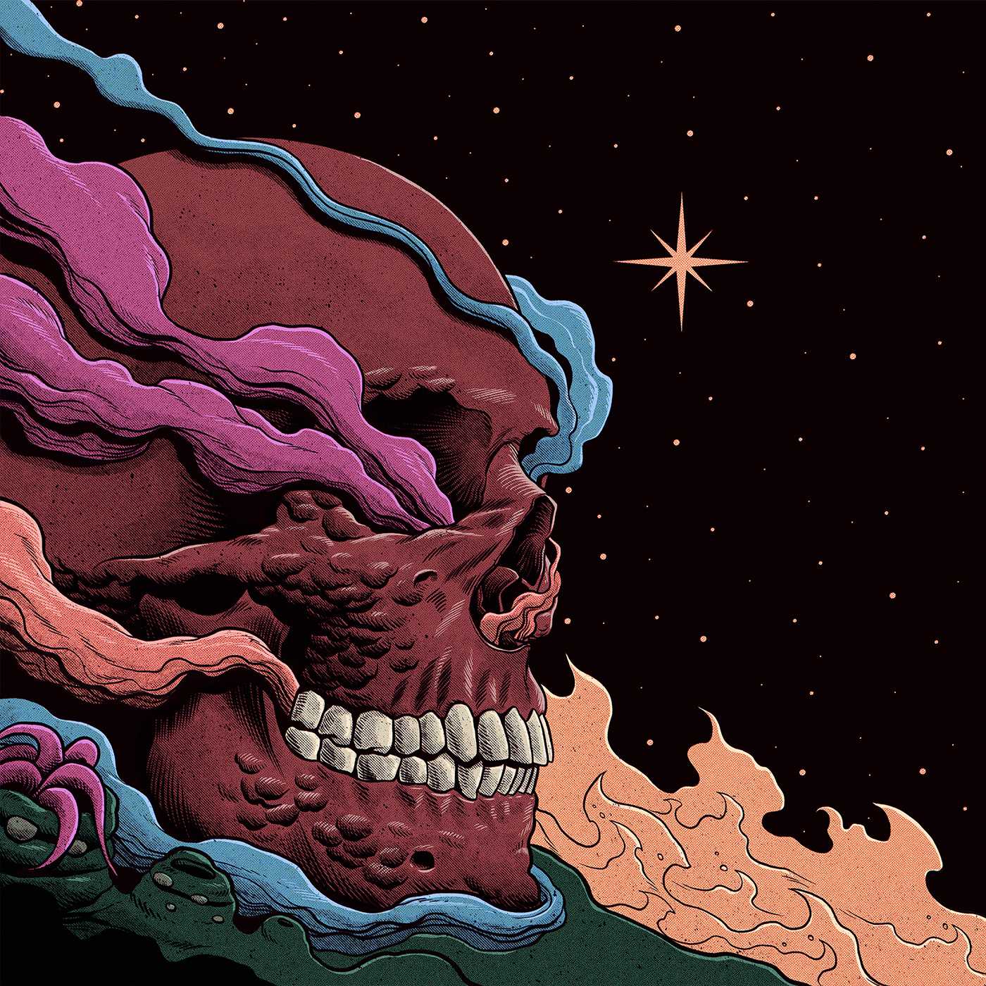creature hell lion monster music octopus rock skull volcano