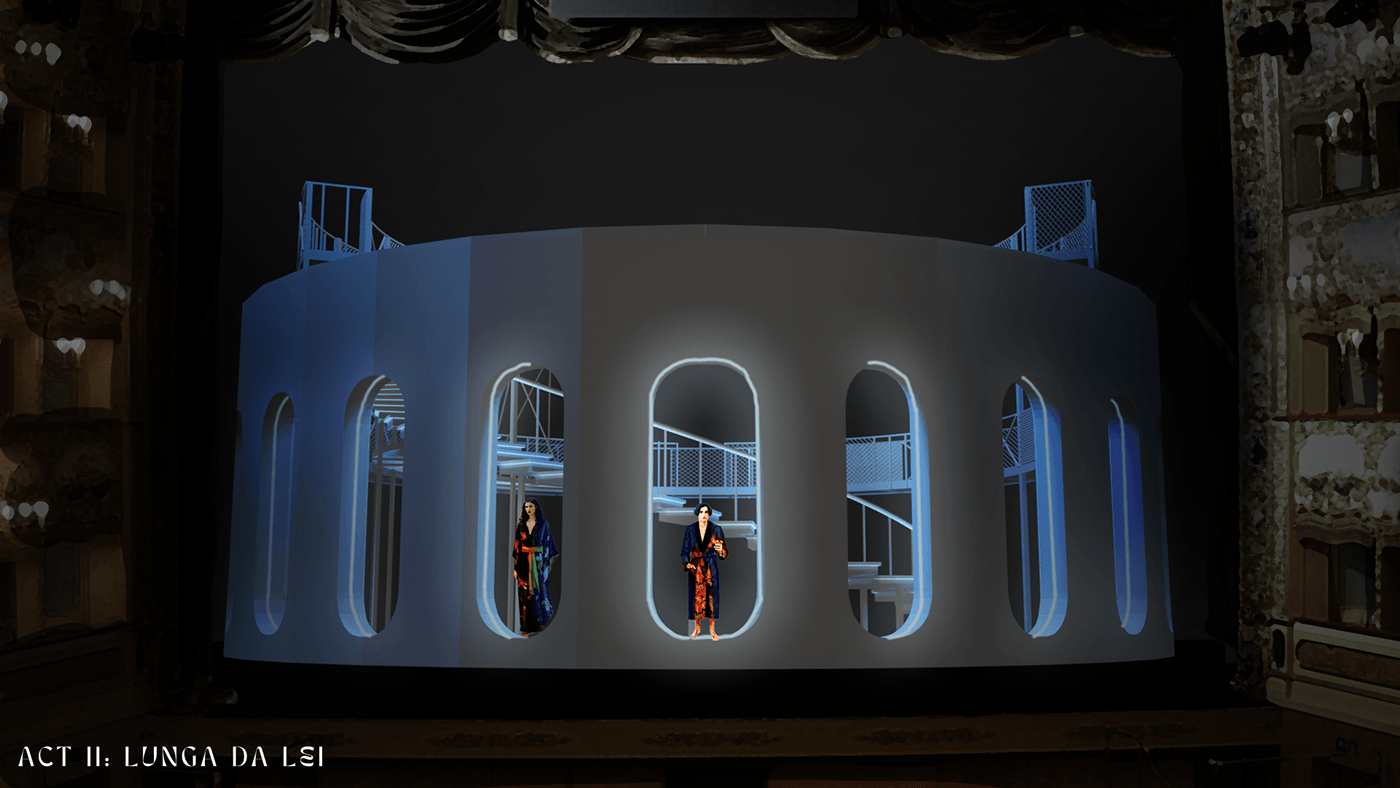 opera Traviata design Theatre Stage Italian Opera scenography 3d modeling animation  Model Making