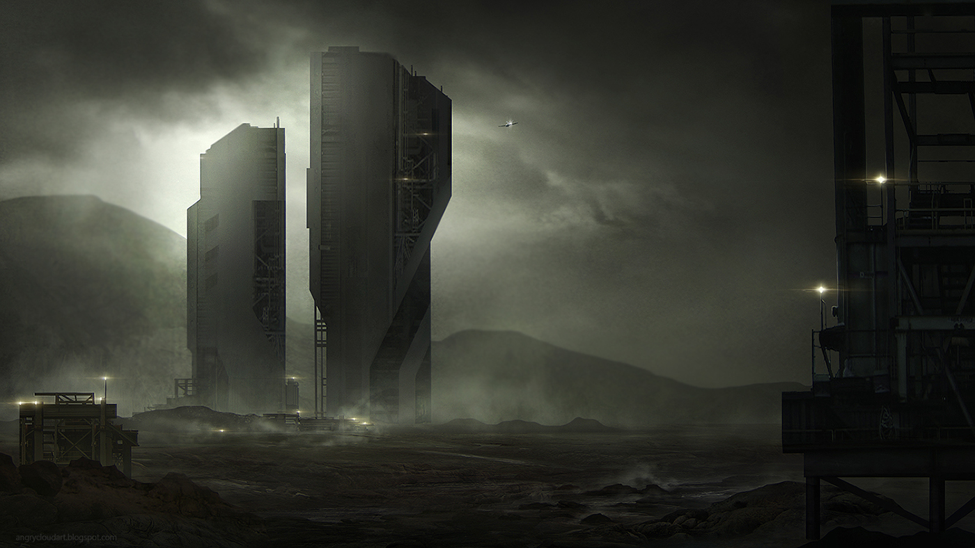 Dark sci-fi city on Behance