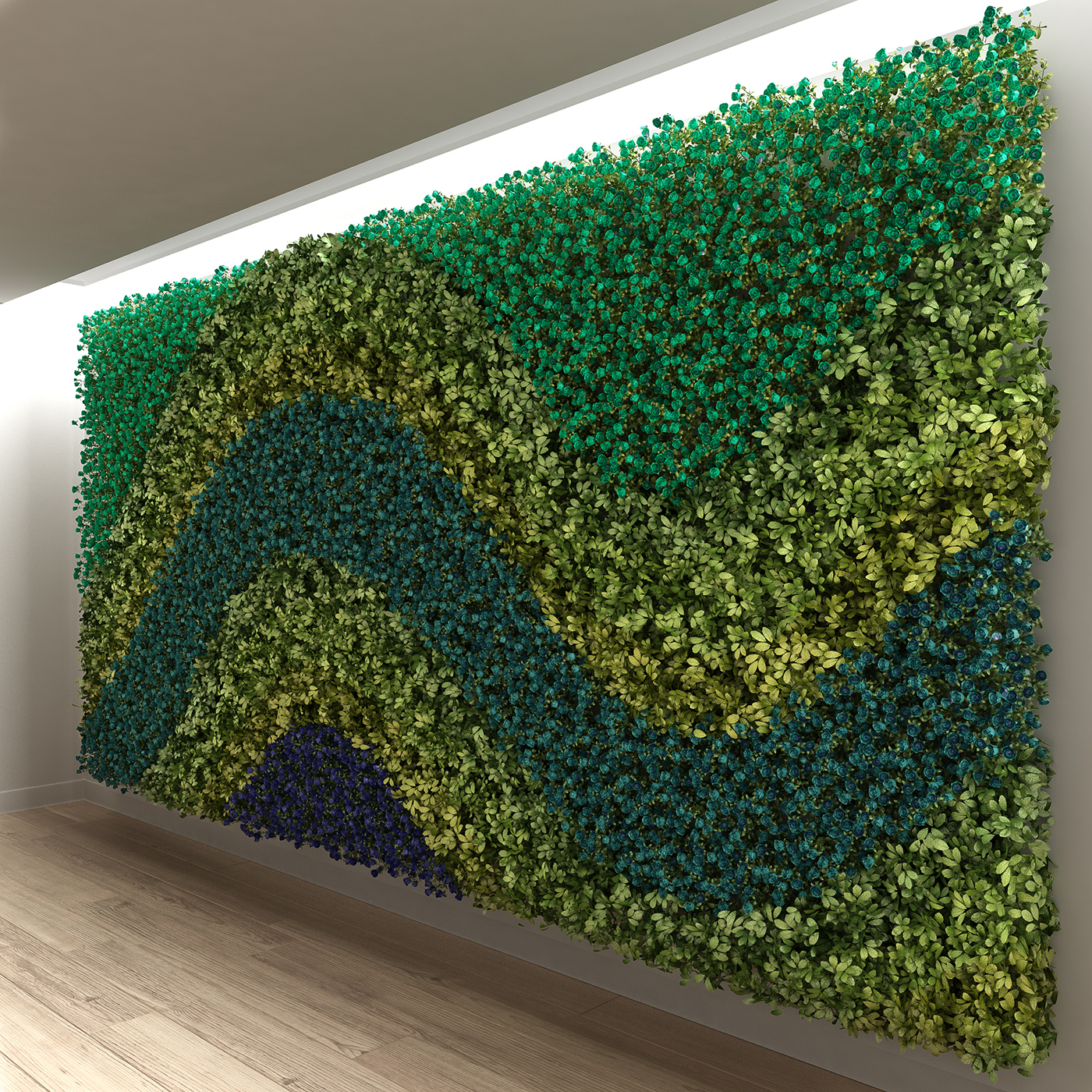 3D model Render rendering modeling 3D CGI cg art interior design  plants Garden Wall