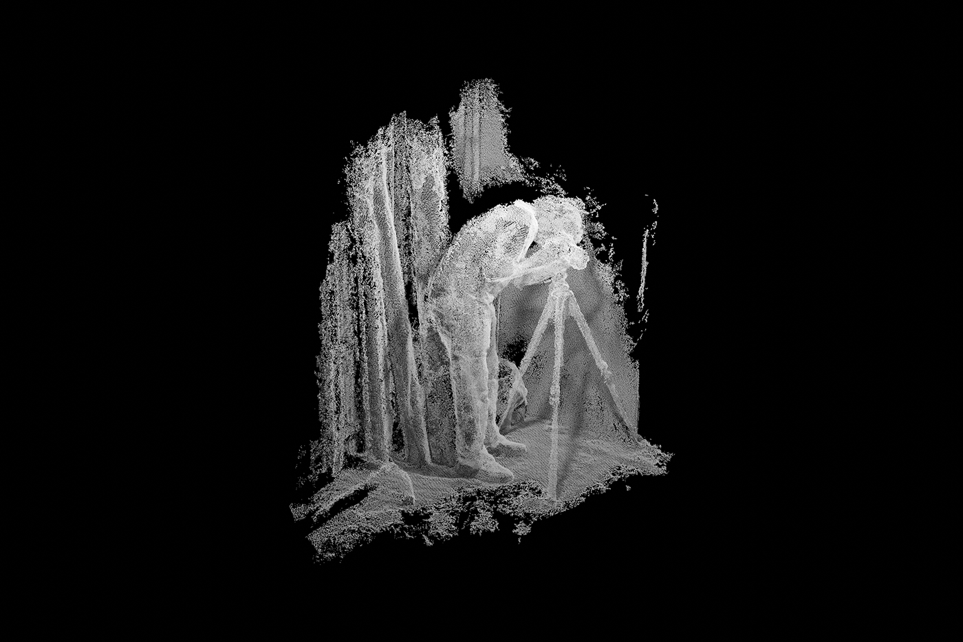 3D black and white blender Photography  photoshoot point cloud Render War mome ukraine