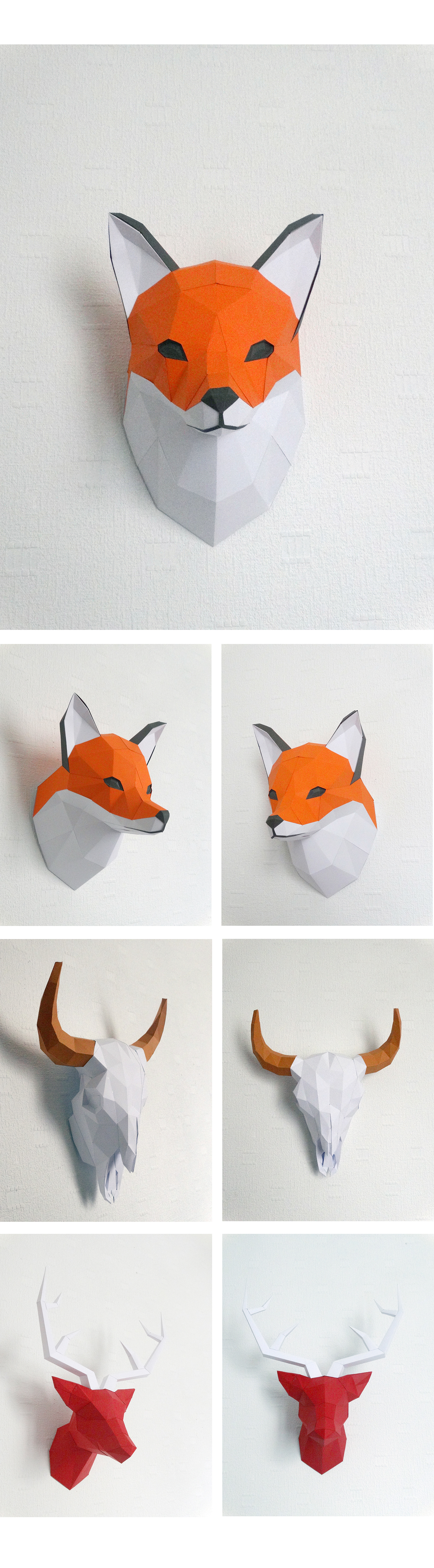 sculpture animals polygon paper