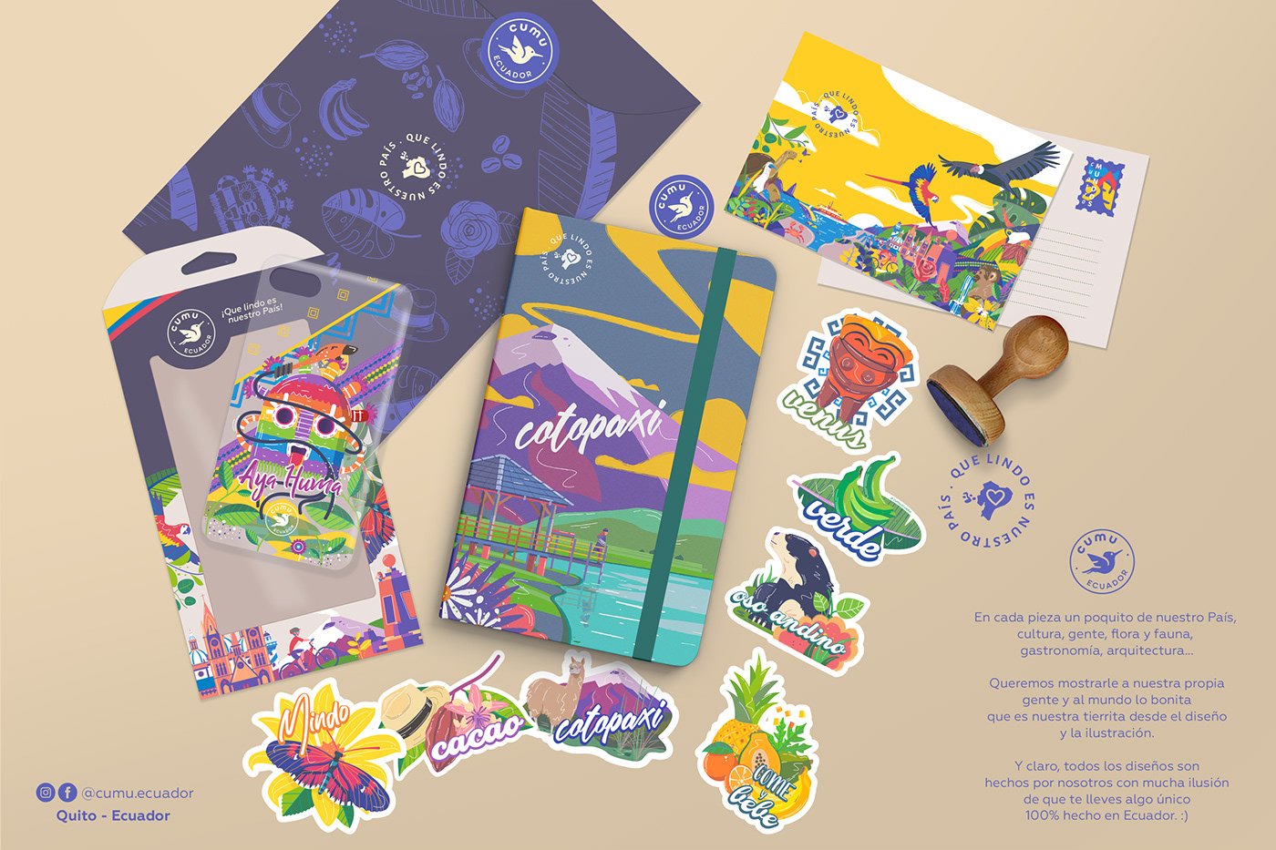 cumuecuador Ecuador ILLUSTRATION  souvenir digitalart Cotopaxi branding  Packaging logodesign vancouver
