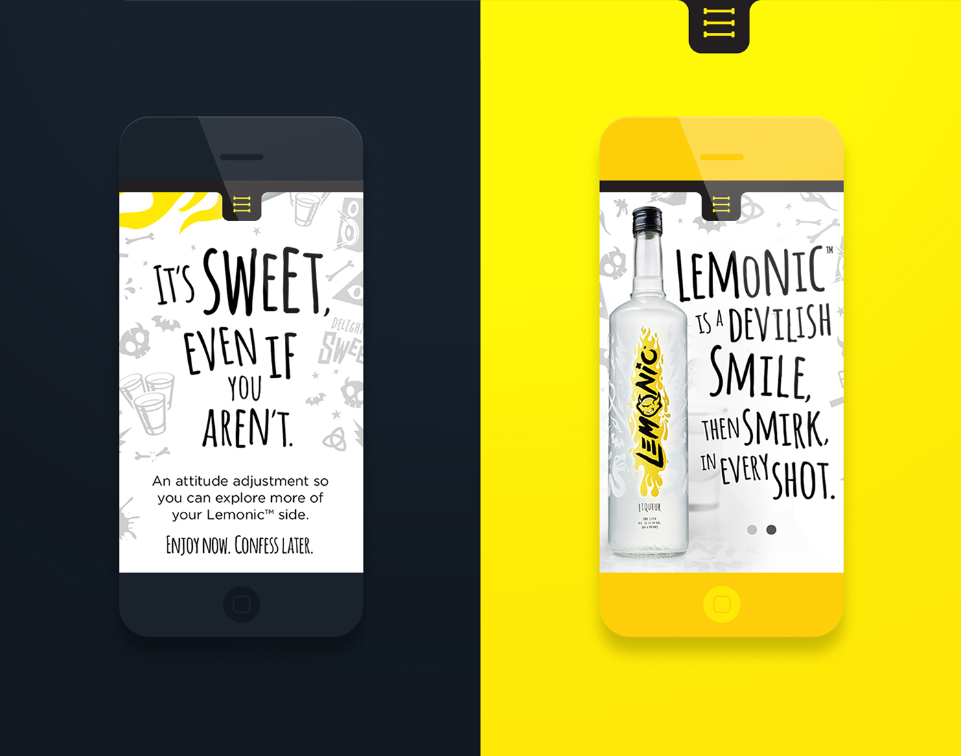 Lemonic lemon spirit alcohol devilish mobile game bottle refreshment citrus liquor social beverage comite drink
