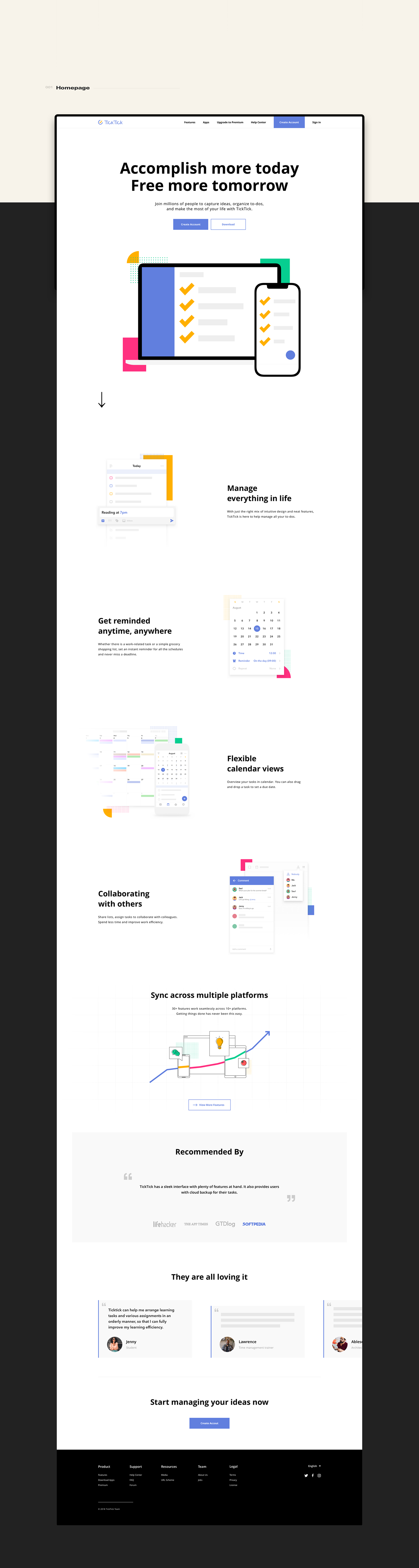 Web UI ux typography   landing page branding  motion to-do Web-site One Page