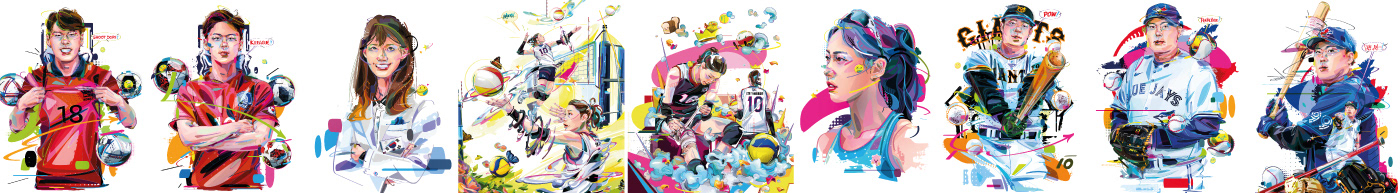1000DAY soccer volleyball baseball trackandfield rowing sports artwork portrait Collaboration