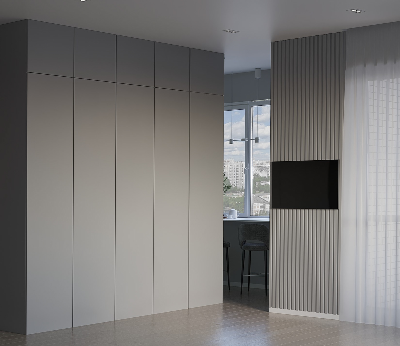 дизайн кухня гостиная   Санузел визуализация интерьер моделирование 3D квартира