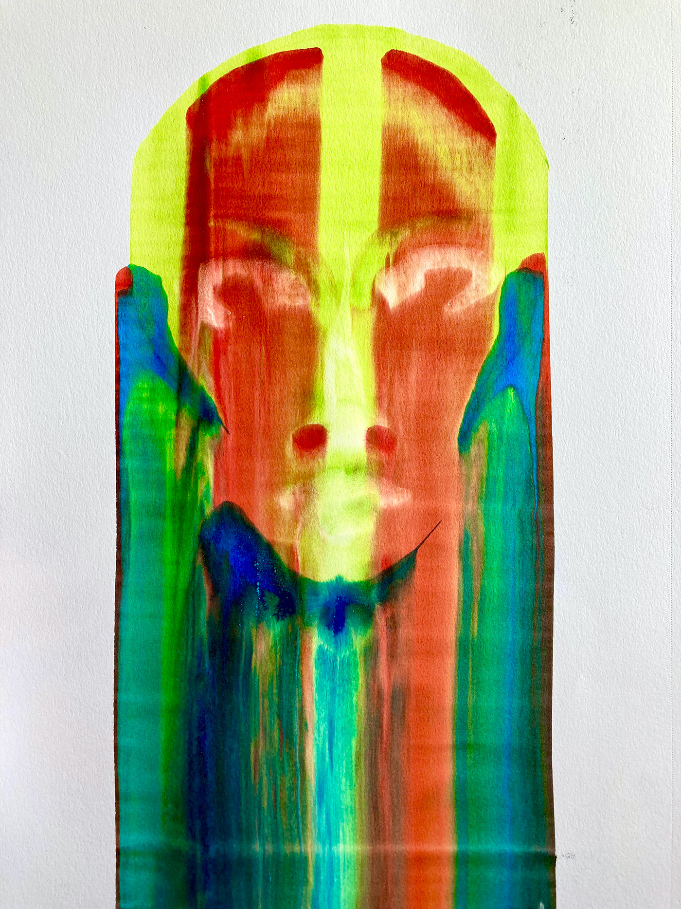 acrylic ink bleeding color ink portrait silkscreen