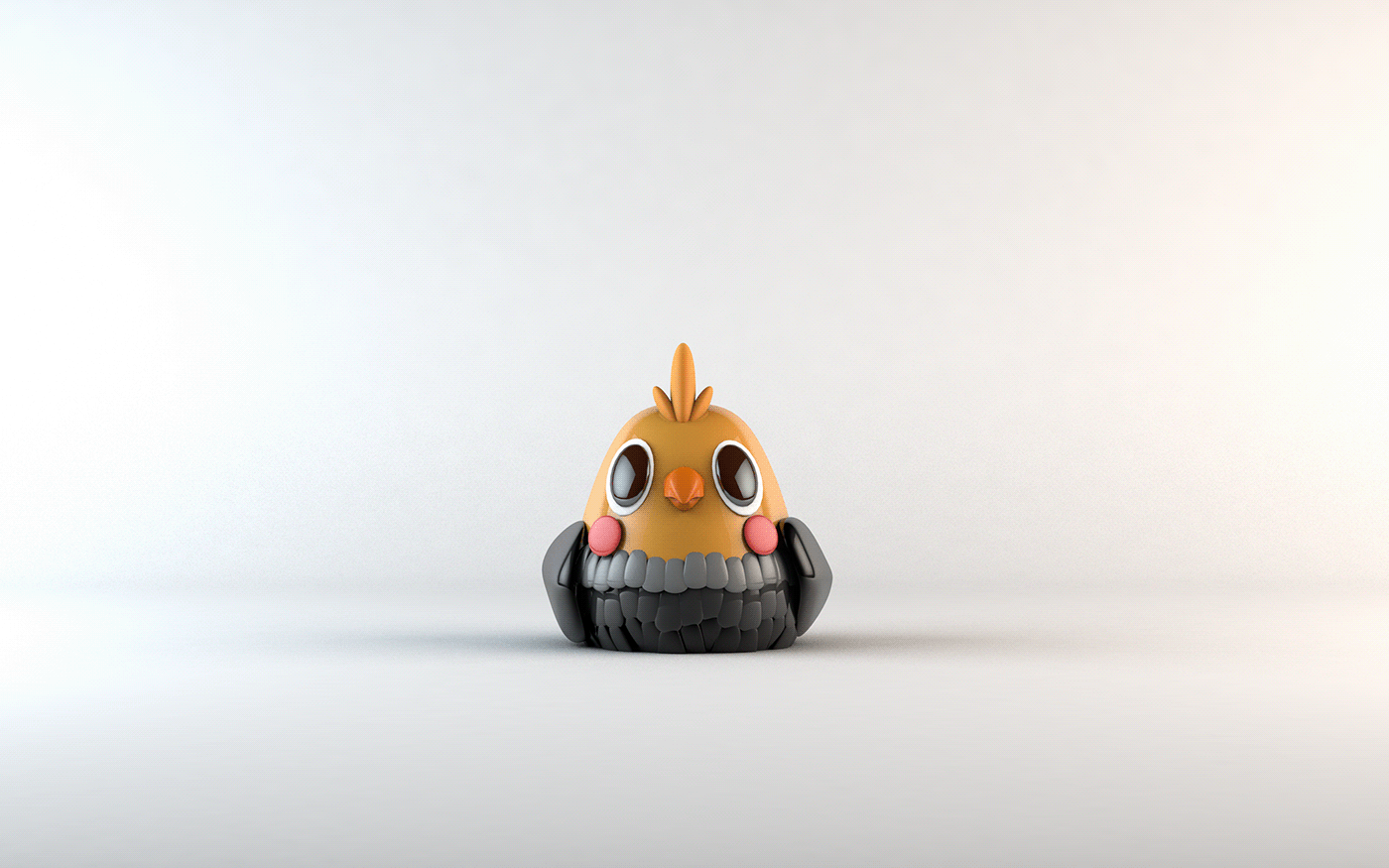 3D bird c4d cockatiel cockatiel bird cute fluffy model Render yellow