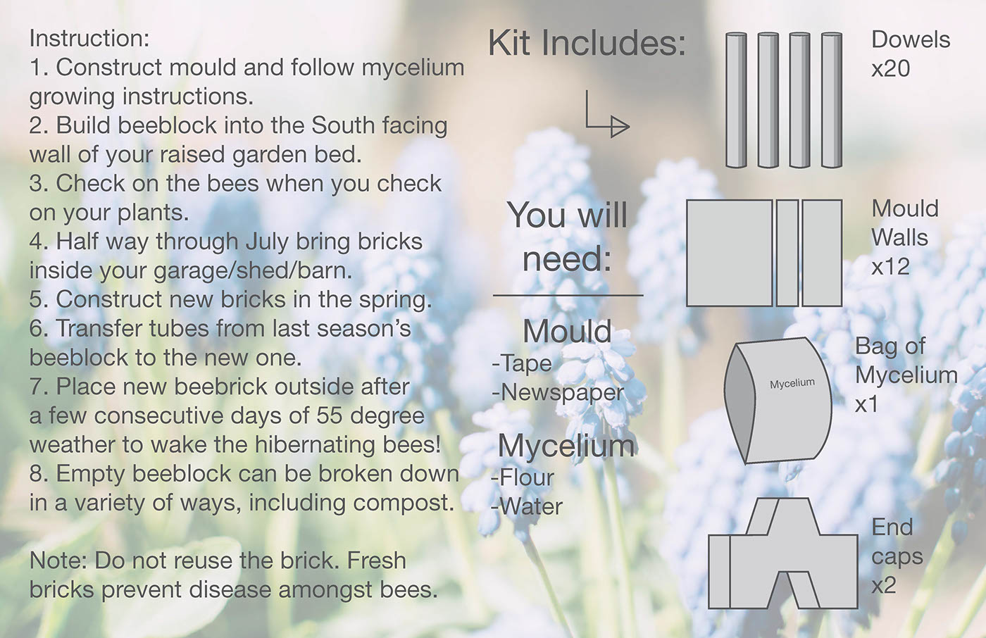 gardening productdesign industrialdesign GIY kit garden grow mycelium bee block