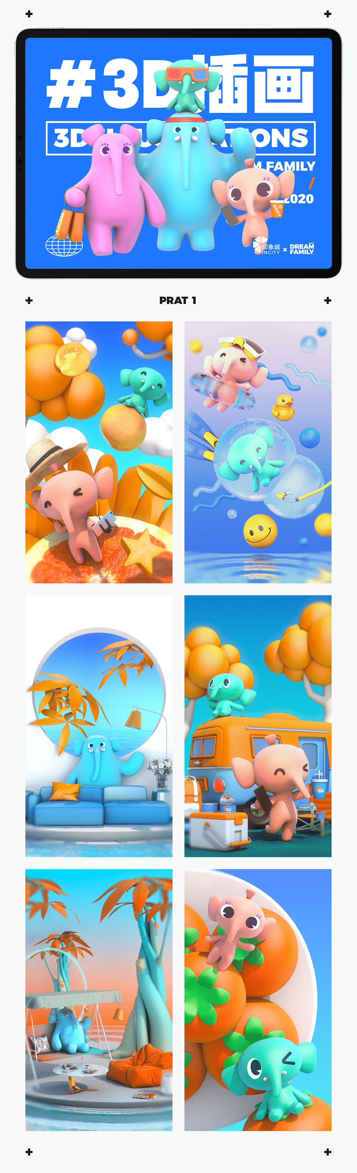 3D artwork branding  c4d characters chinese cute elephant