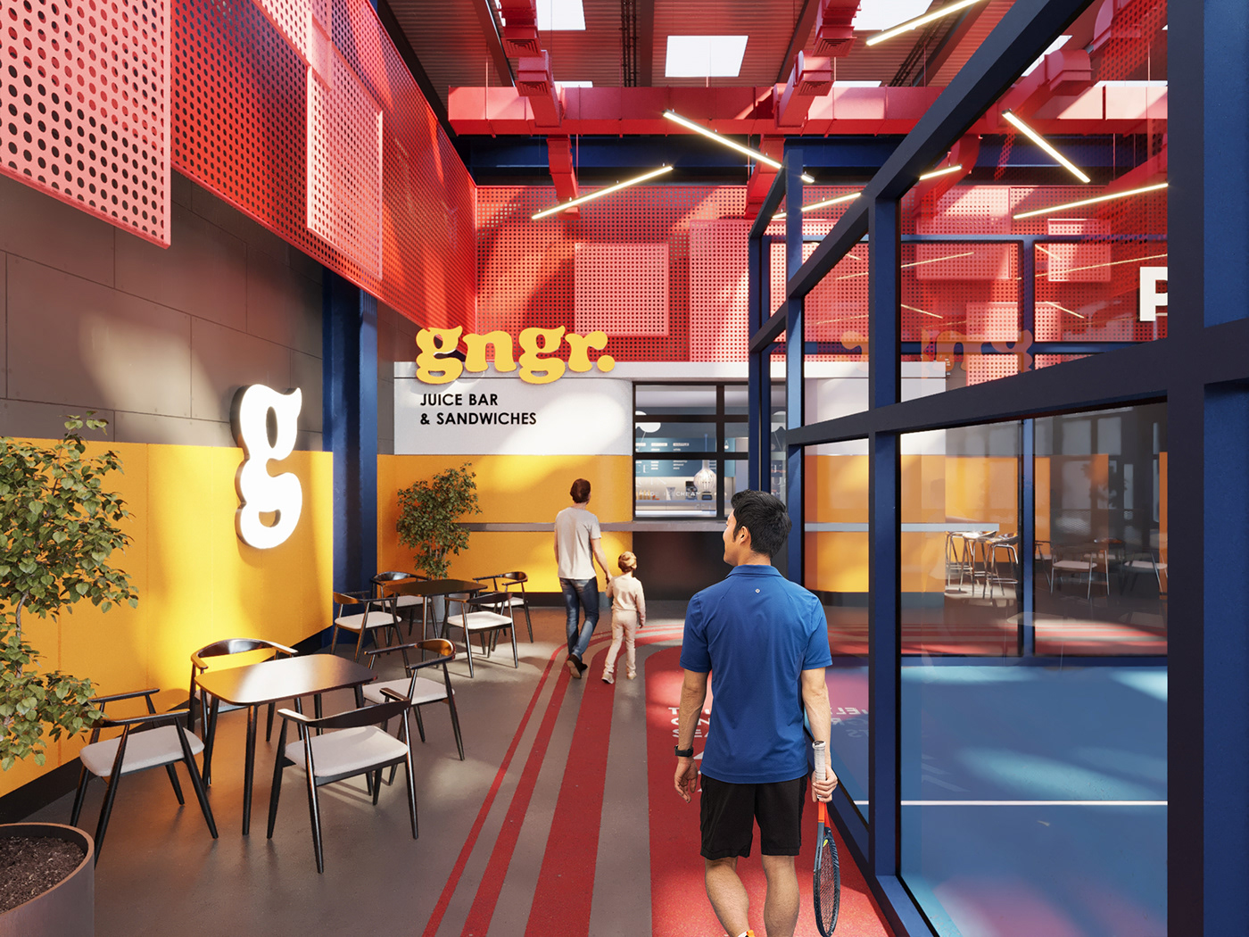 architecture cafe court Padel Padel tennis restaurant sports tennis visualization