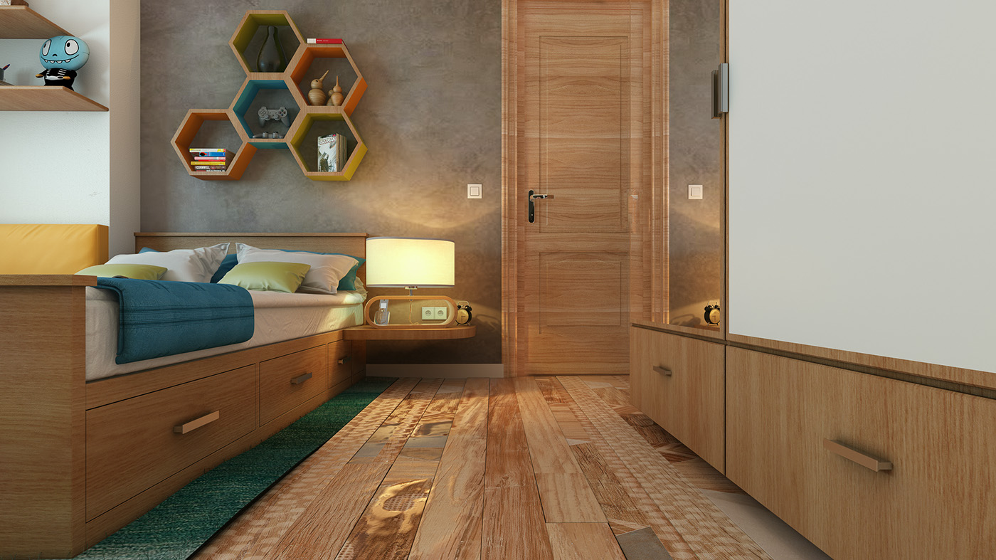 Eslam Hamed Interior boy bedroom room egypt cairo design modern 3D