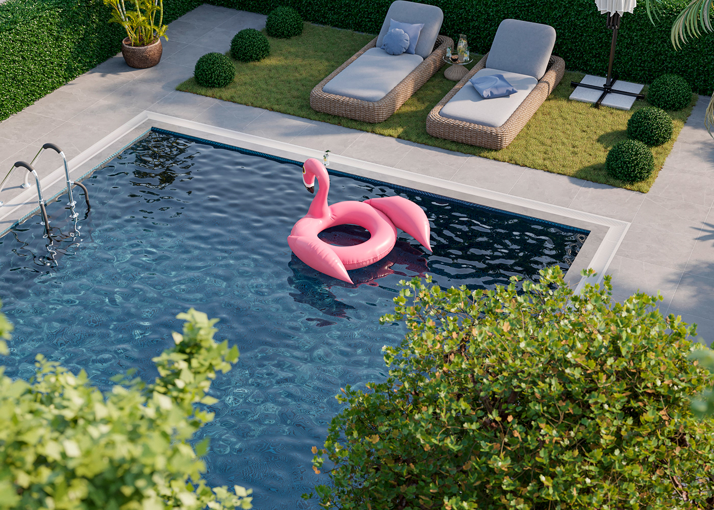 3dsmax architecture corona renderer design exterior design Landscape Landscape Architecture  Render swimming swimming pool
