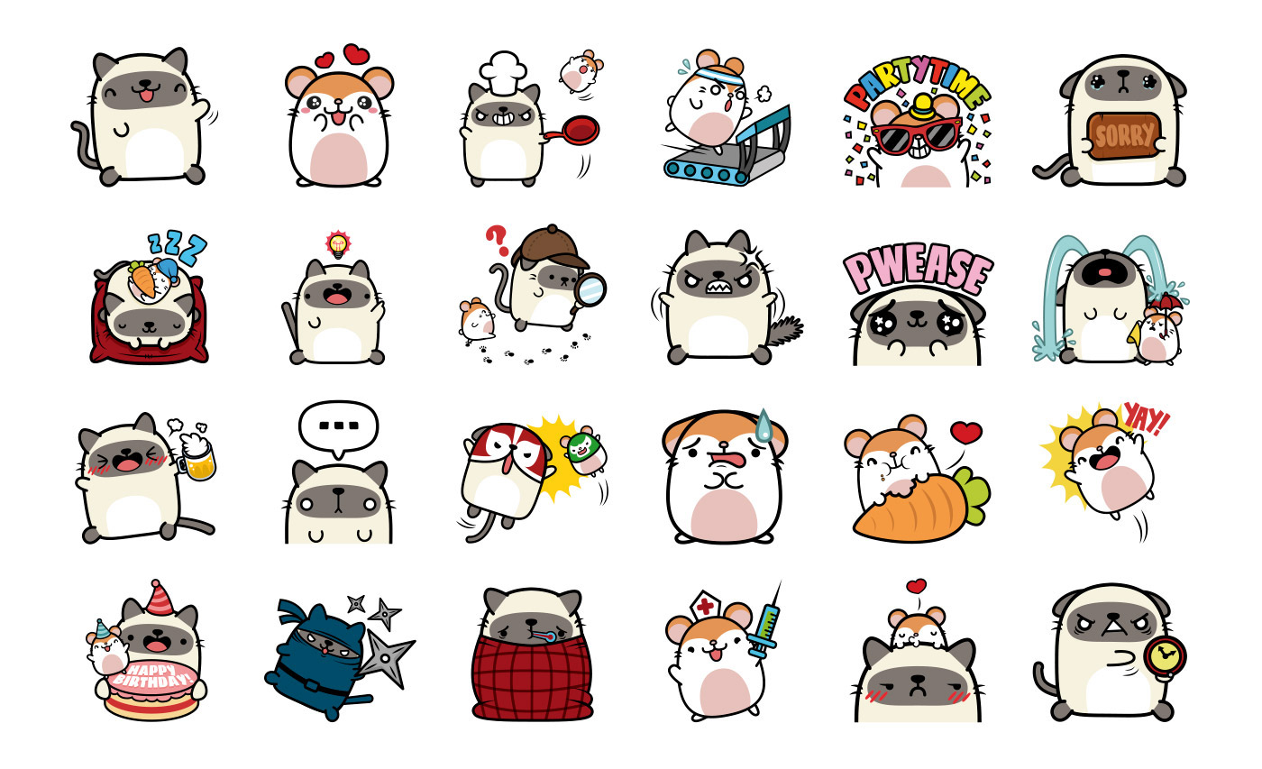 Cheez&Ham - Kawaii Stickers for LINK Messenger on Behance