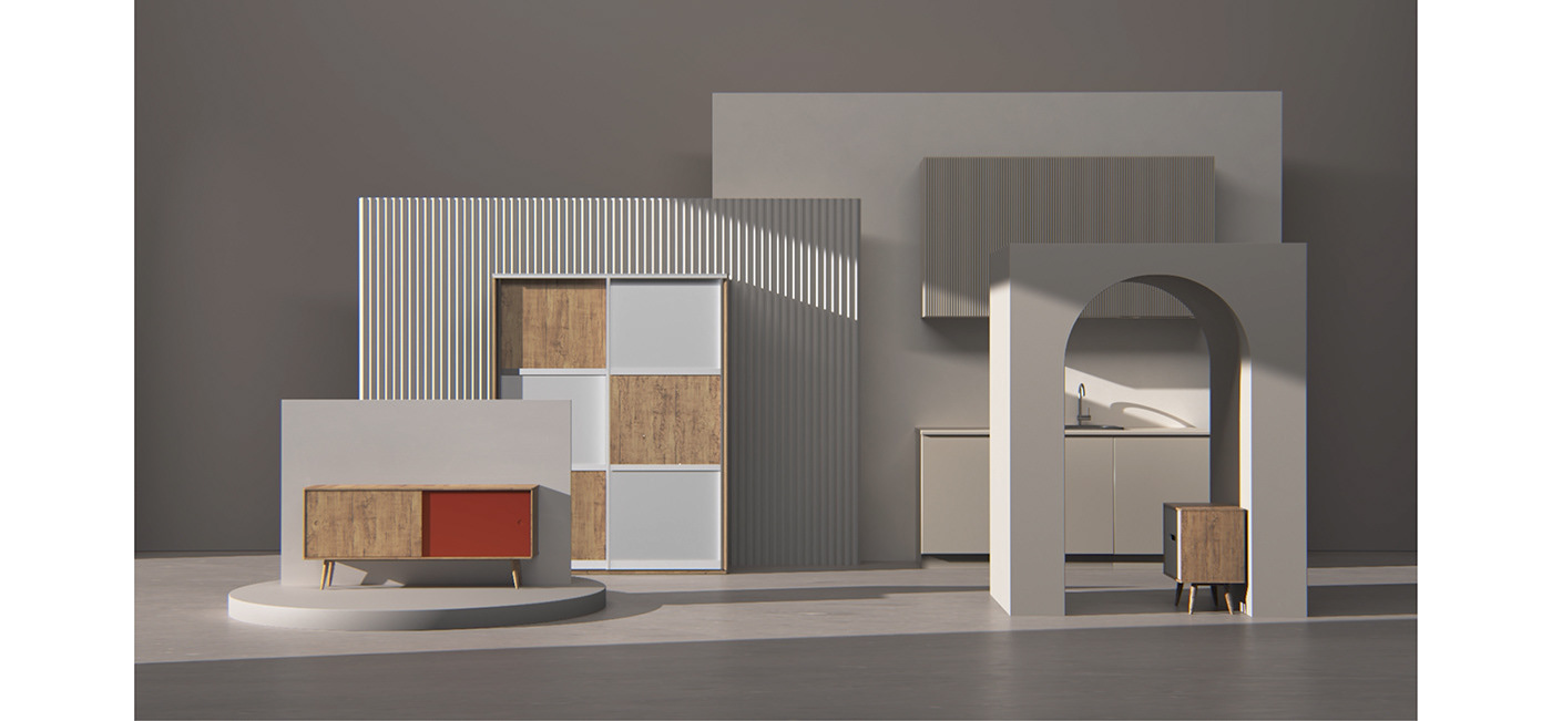 animation  Cimena 4D furniture home house motion design redshift shelves wardrobe motion graphics 