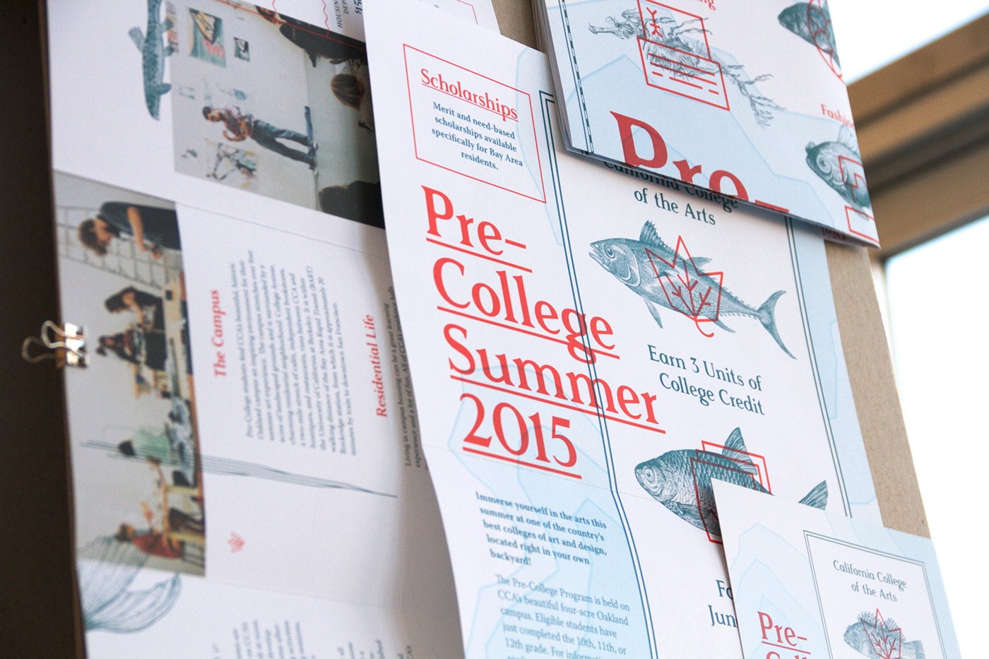 Pre-college High School Education rasmus fish icons set teal red Collateral school California poster postcard brochure