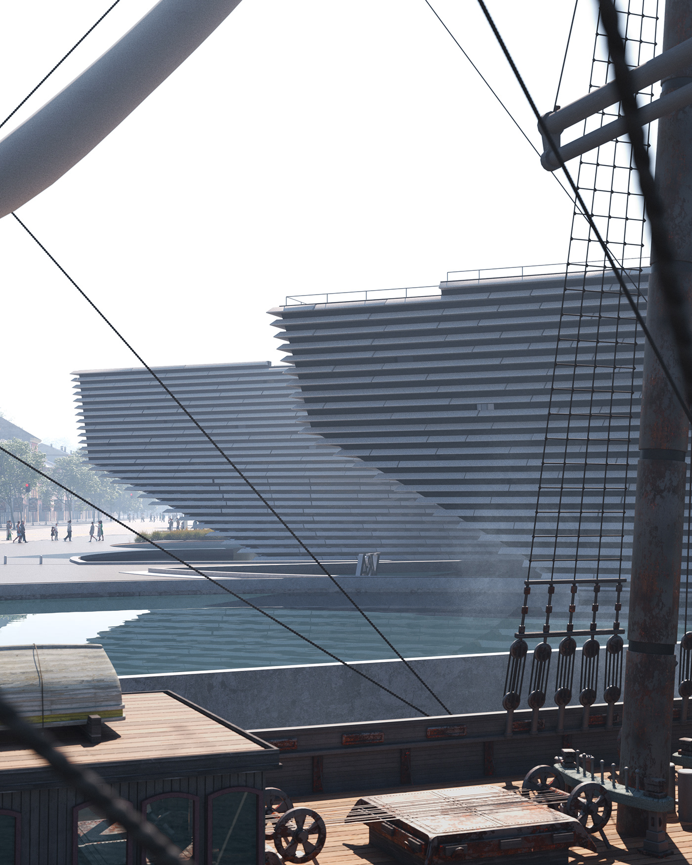 3ds max architecture archviz exterior museum Ocean visualization vray concept art water