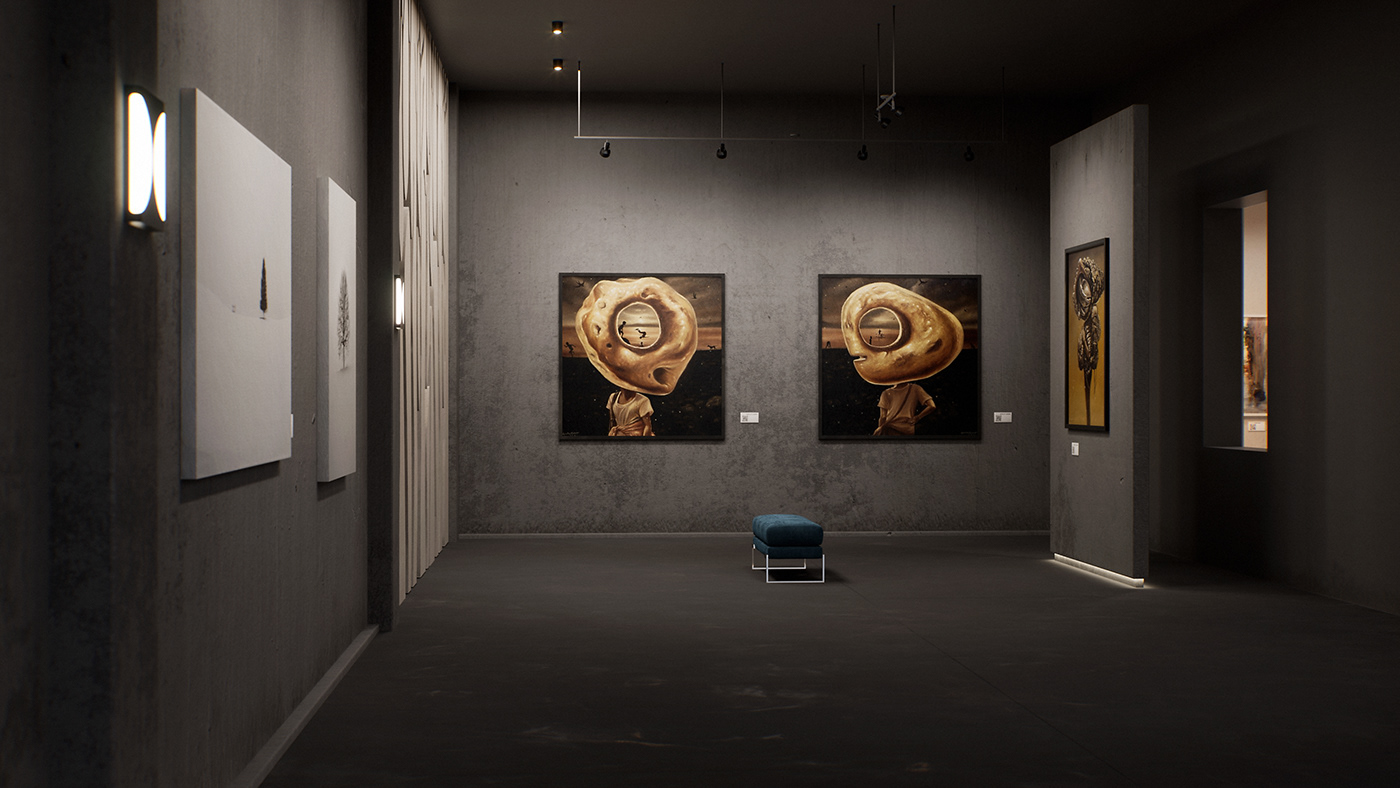 Interior artgallery art gallery Unreal Engine vr Virtual reality archviz architecture Vizualization