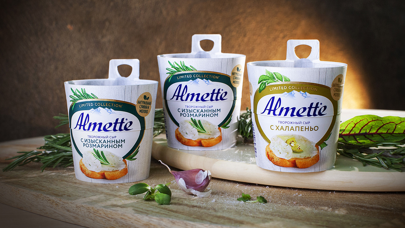 limited edition packaging design Almette food styling almette package cottage cheese design package limited edition