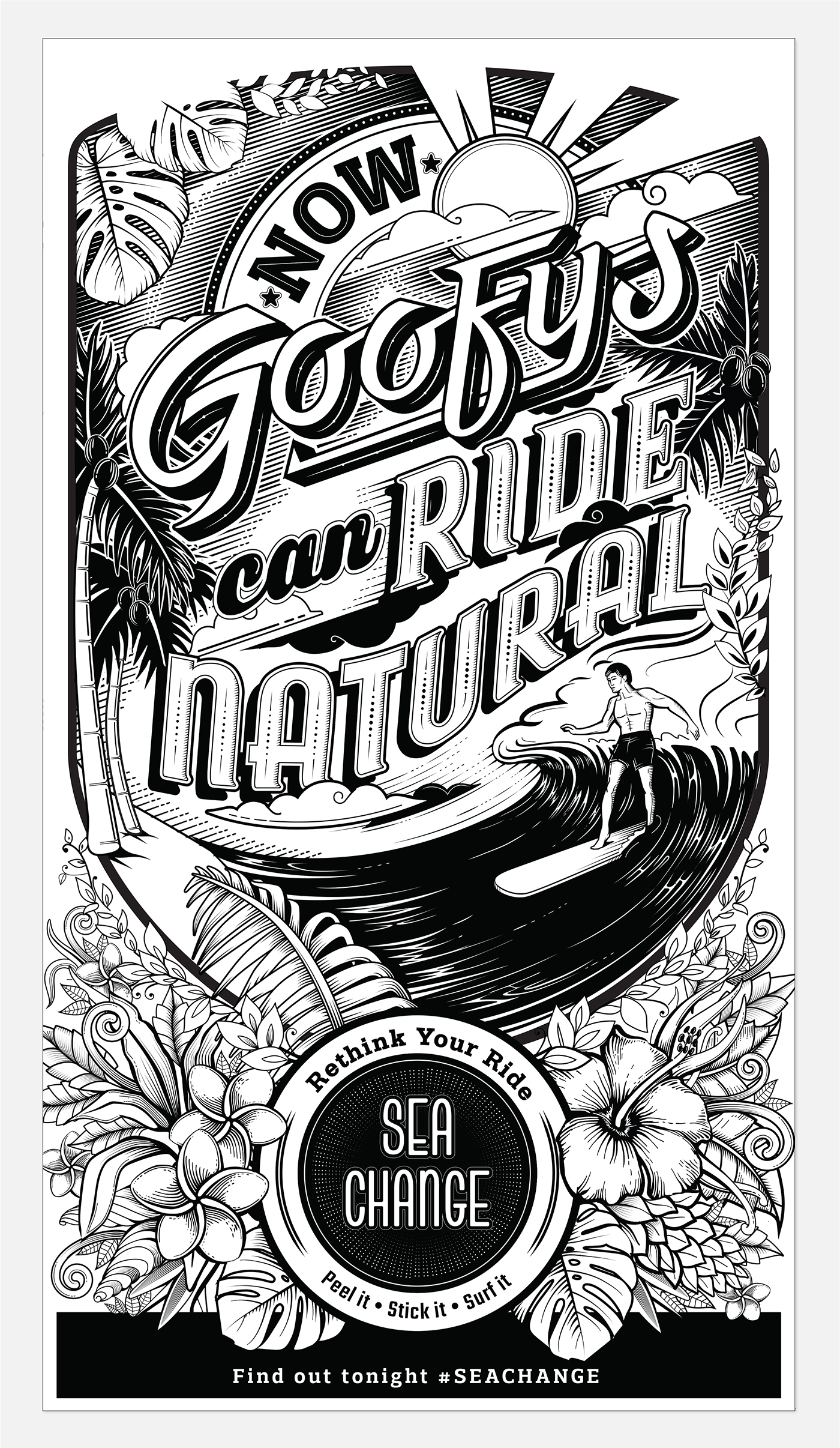 posters Surf engraved cape town cork lettering hand drawn typography  