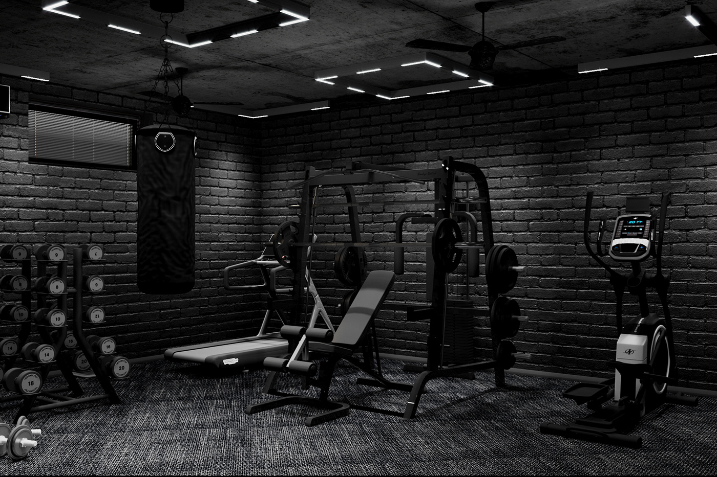 fitness gym Interior sport архитектура визуализация дизайн интерьера интерьер тренажерный зал харьков
