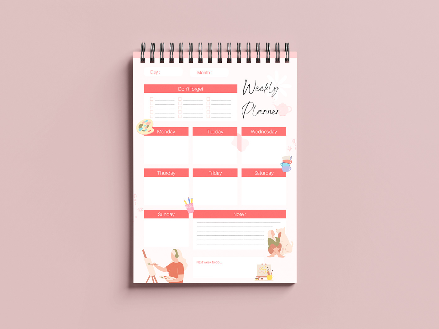 design note planner to do list Weekly weekly palanner