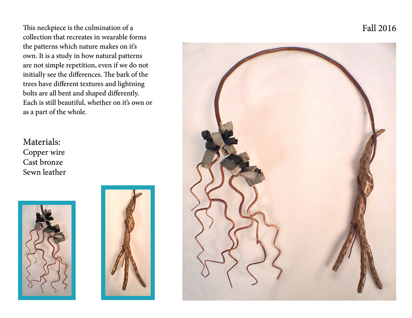 Necklace neckpiece handmade casting forging lightning Nature tree branch jewelry Jeweler